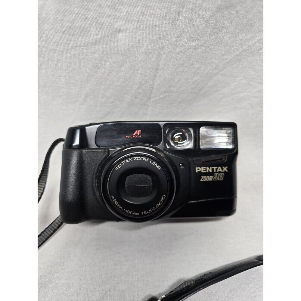 Pentax Zoom-90 Black Tele-Macro Auto Focus Point & Shoot Film Camera With Case - Picture 5 of 16